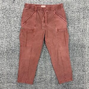 Anthropologie Pants Womens 32 Pink Cargo Utility Drawstring Waist Cropped Ankle